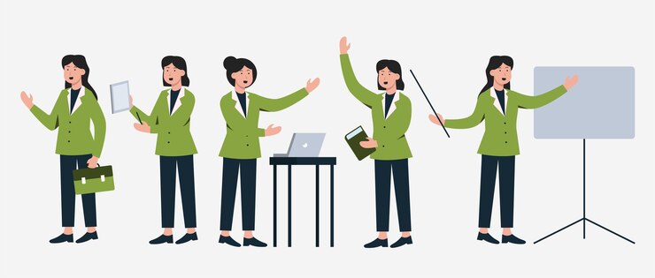 Vetor grátis conjunto de empresários em diferentes ações de personagens de desenhos animados, ilustração isolada