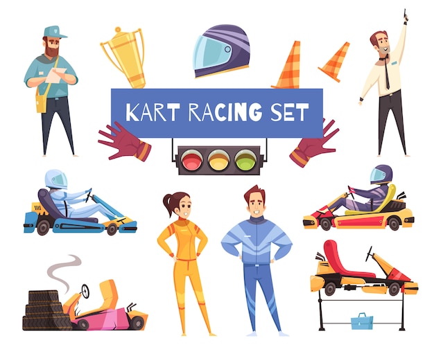 Vetor grátis conjunto de esporte de kart