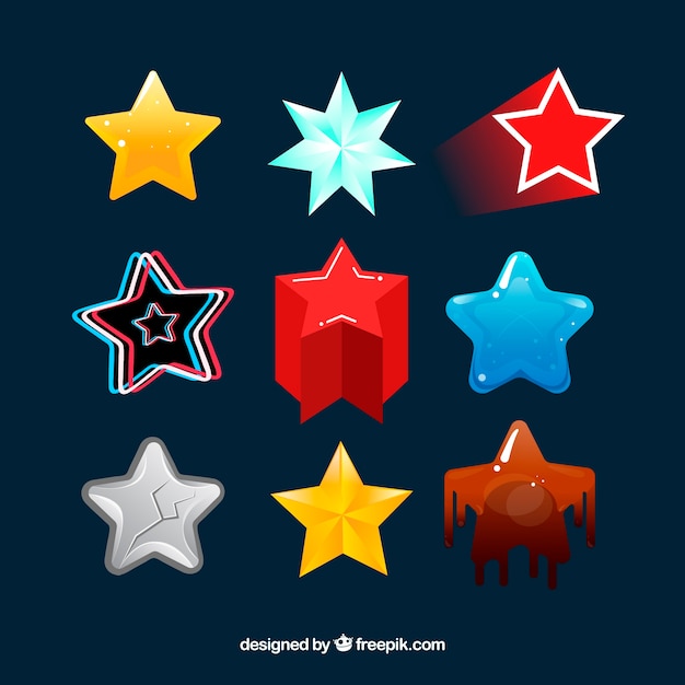 Conjunto de estrelas coloridas criativas