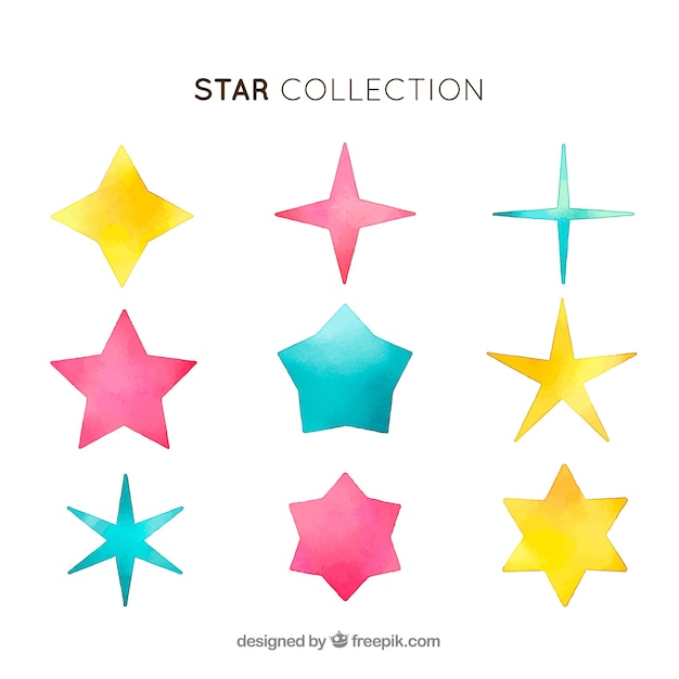 Conjunto de estrelas coloridas