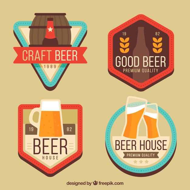 Conjunto de etiquetas de cerveja plana
