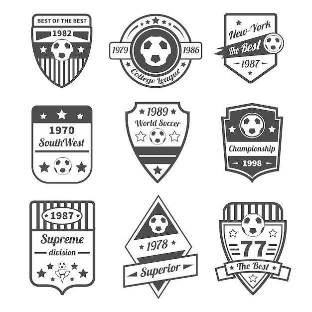Conjunto de etiquetas de futebol