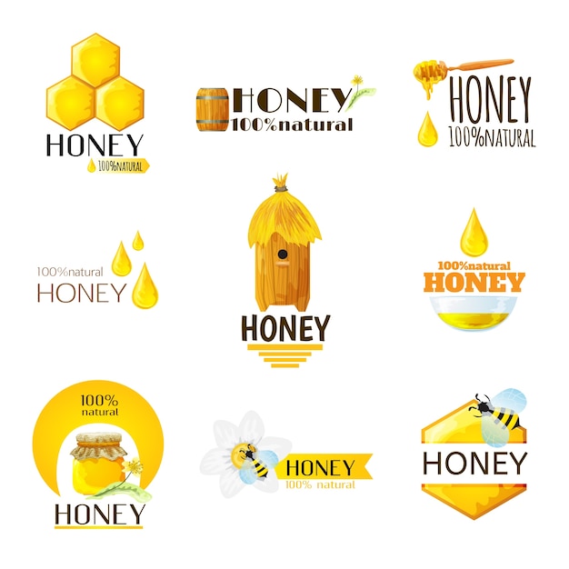 Vetor grátis conjunto de etiquetas de mel