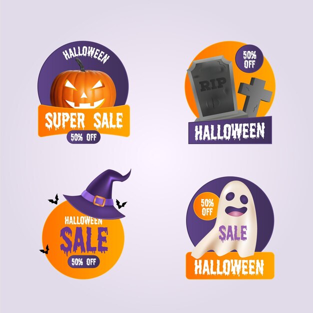 Conjunto de etiquetas de venda de Halloween
