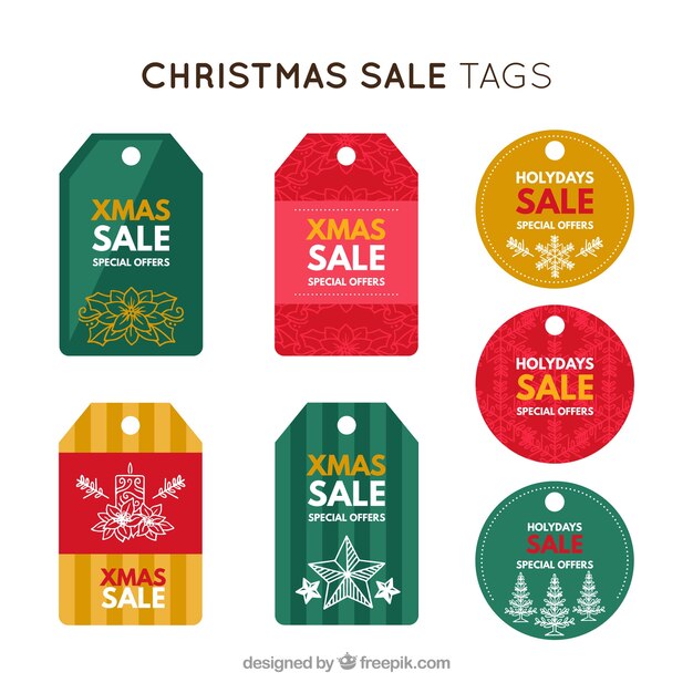 Conjunto de etiquetas de venda de natal