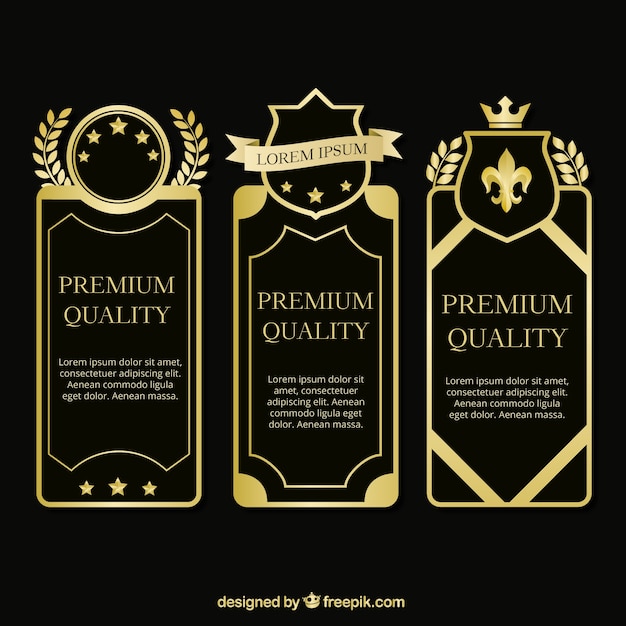 Vetor grátis conjunto de etiquetas douradas premium