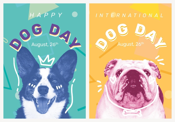 Vetor grátis conjunto de eventos editáveis para animais de estimação com modelo de pôster de dia de cachorro