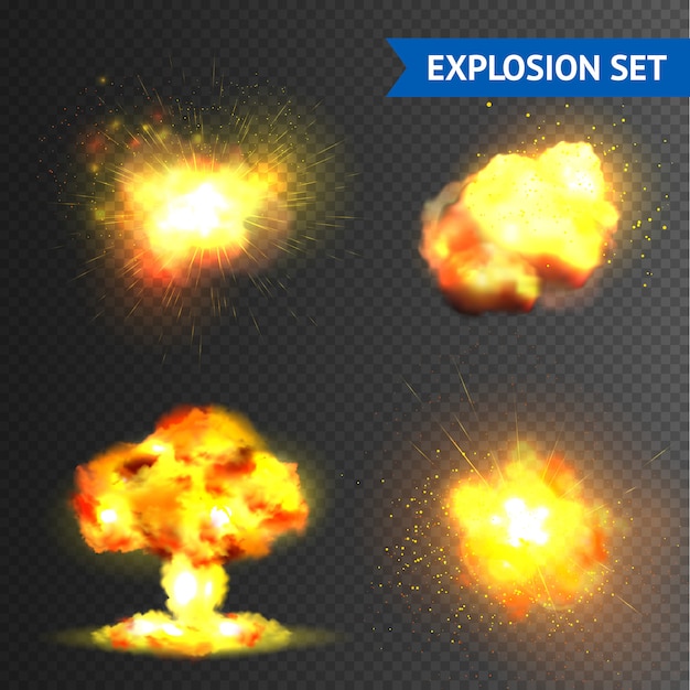 Conjunto de explosões realistas