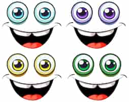 Vetor grátis conjunto de expressão de olhos coloridos de desenho animado