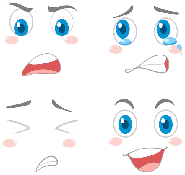 Vetor grátis conjunto de expressão facial diferente