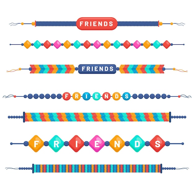 Conjunto de faixas coloridas de amizade