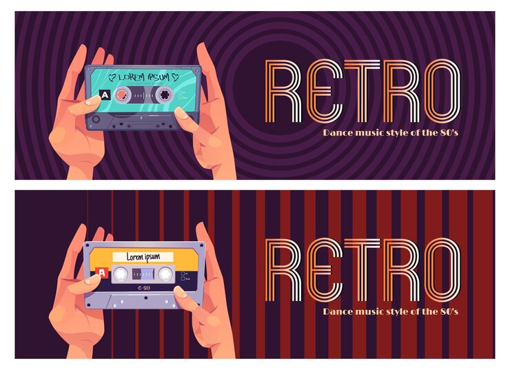 Vetor grátis conjunto de faixas de música de dança retrô