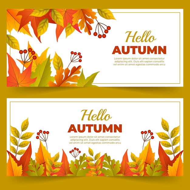 Vetor grátis conjunto de faixas horizontais de outono realistas