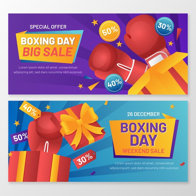 Conjunto de faixas horizontais gradiente de boxing day sale