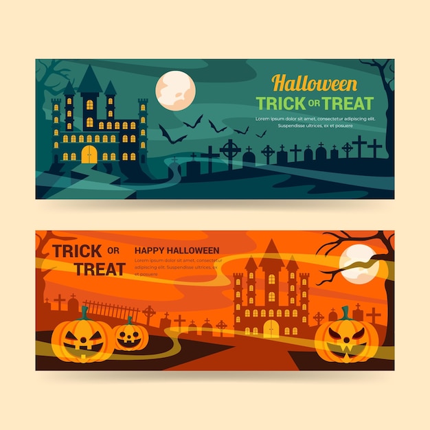 Conjunto de faixas horizontais planas de halloween