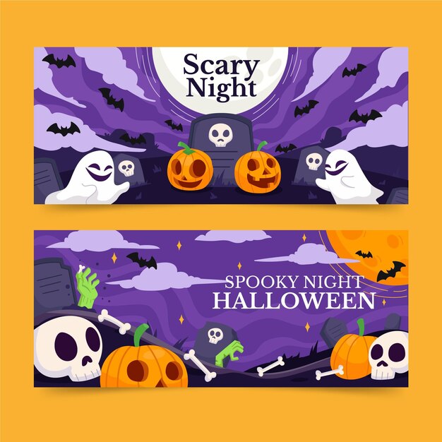 Conjunto de faixas horizontais planas de halloween