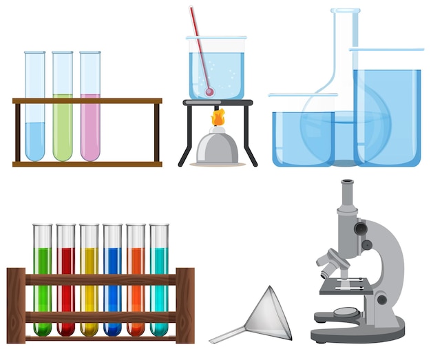 Vetor grátis conjunto de ferramentas de experimento de laboratório