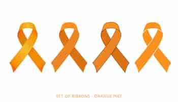 Vetor grátis conjunto de fitas laranja para campanha maio laranja contra a violência infantil