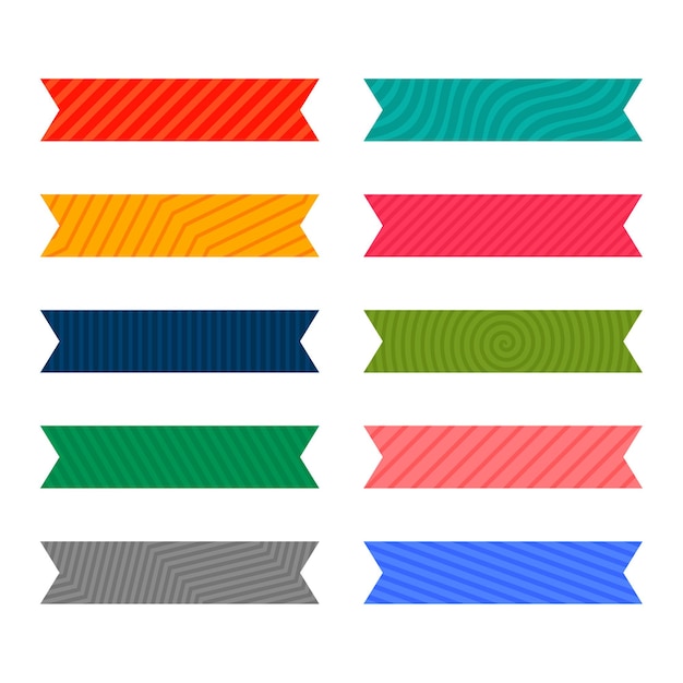 Vetor grátis conjunto de fitas ou fitas adesivas coloridas