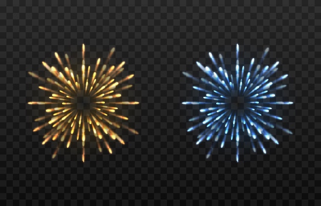 Conjunto de fogos de artifício de férias de vetor em fundo transparente isolado fireworks png
