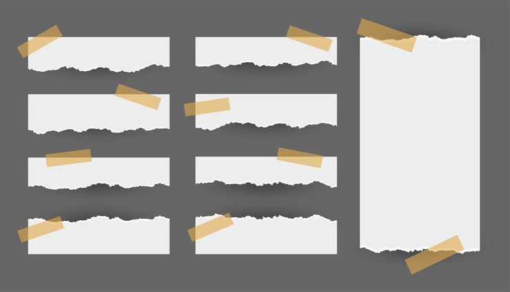 Vetor grátis conjunto de folhas de papel rasgadas de fita