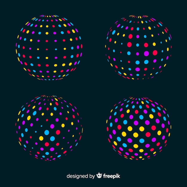 Vetor grátis conjunto de formas geométricas 3d de partículas coloridas