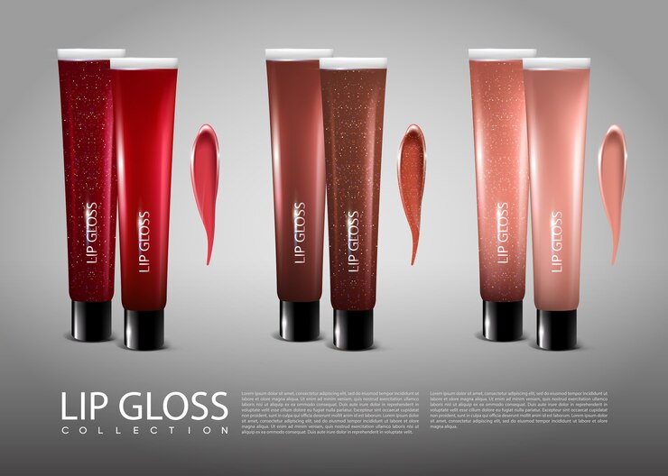 Vetor grátis conjunto de frasco de brilho labial
