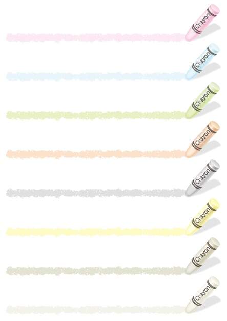 Conjunto de fronteiras do doodle do crayon de cor pastel isoladas em um fundo branco. ilustração vetorial.