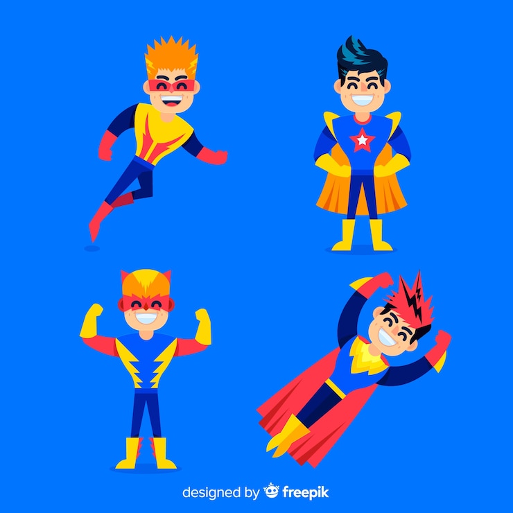 Vetor grátis conjunto de garoto super-herói