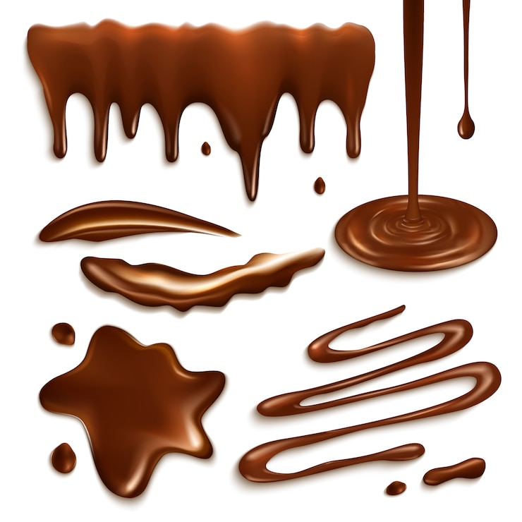 Vetor grátis conjunto de gotas de chocolate