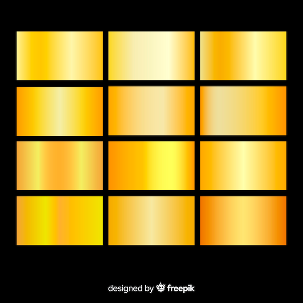 Vetor grátis conjunto de gradiente de ouro de textura metálica