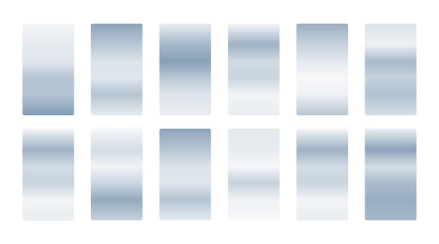 Vetor grátis conjunto de gradientes suaves de prata metálica