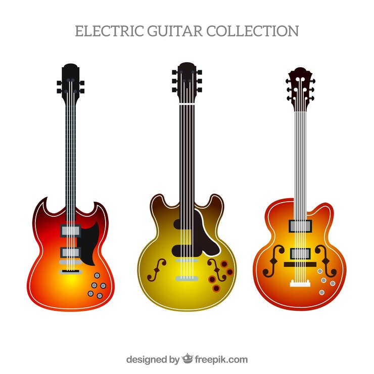 Vetor grátis conjunto de guitarras elétricas coloridas