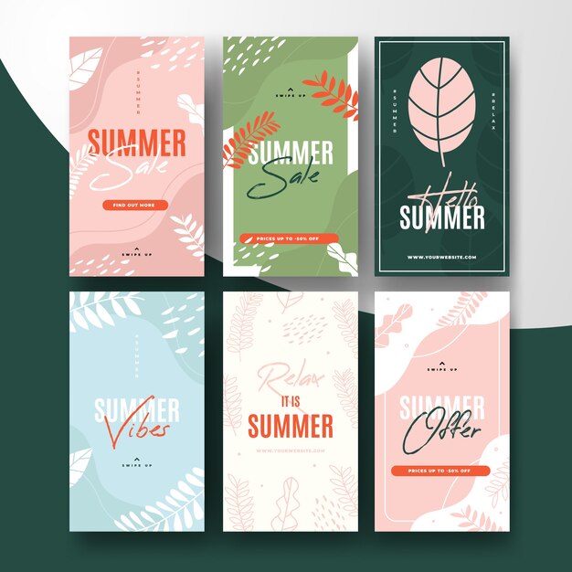 Conjunto de história do instagram de verão