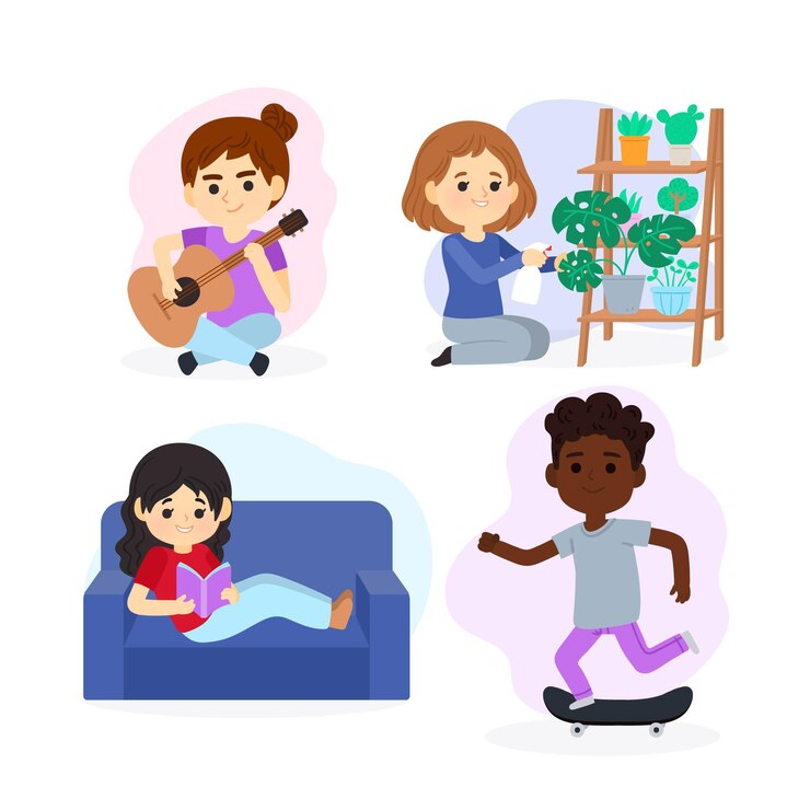 Vetor grátis conjunto de hobbies de pessoas desenhadas à mão