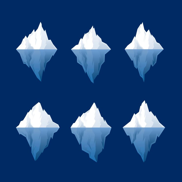 Vetor grátis conjunto de icebergs de design plano
