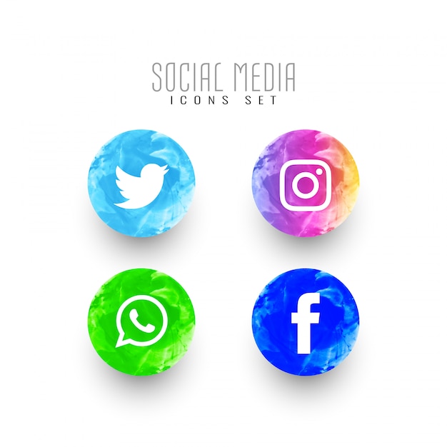 Vetor grátis conjunto de ícones aquarela abstrata mídia social