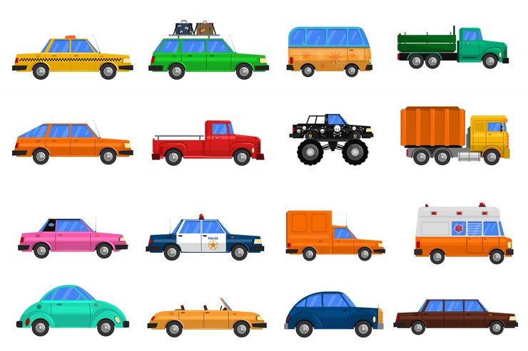 Vetor grátis conjunto de ícones de carros