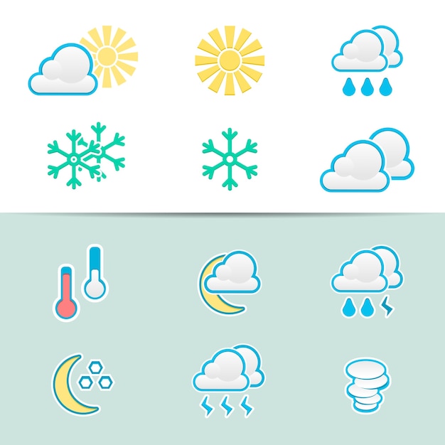 Vetor grátis conjunto de ícones de clima elegantes