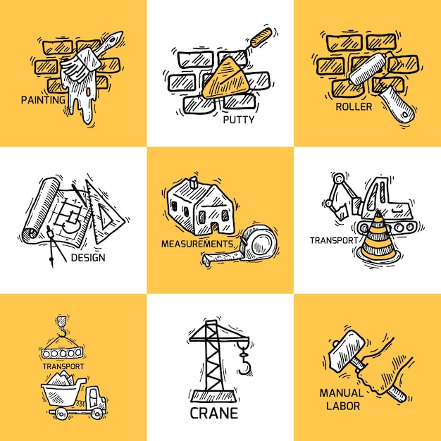Conjunto de ícones de construção