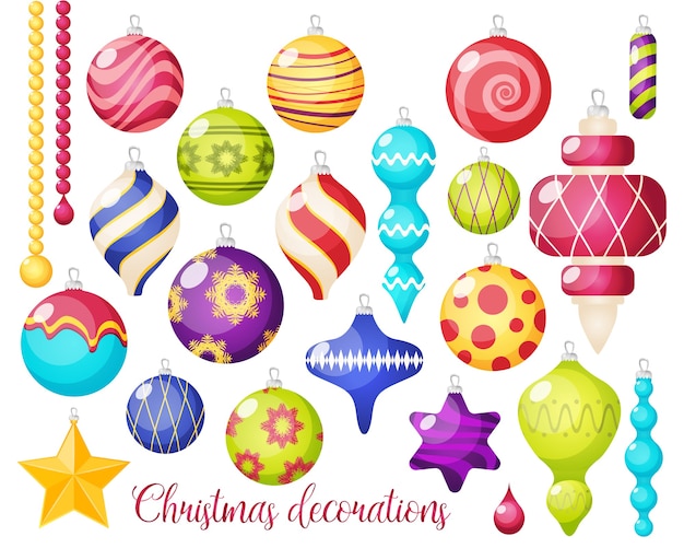 Vetor grátis conjunto de ícones de decorações de natal
