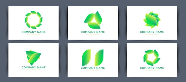 Conjunto de ícones de folhas isolado no fundo branco várias formas de folhas verdes de árvores e plantas elementos para logotipos eco e bio