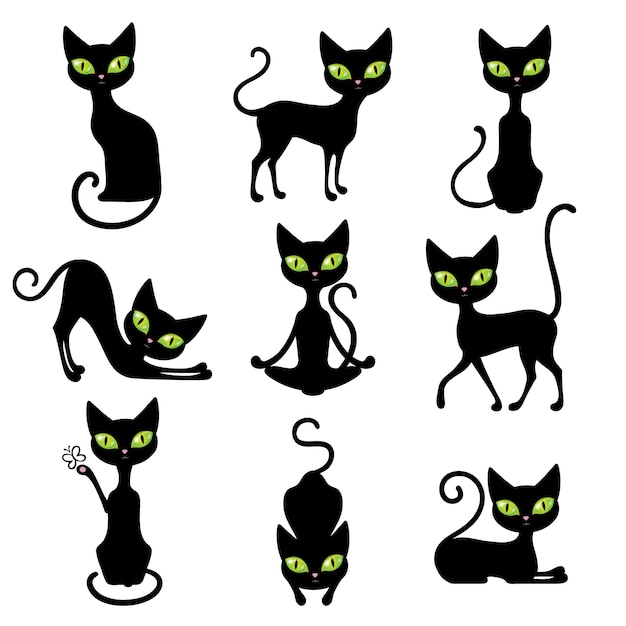 ilustração de gato preto. ilustração de gato preto adorável preto liso,  isolado no fundo branco. clipart de esboço de desenho de gatinho, para seus  projetos de design. 11319561 Vetor no Vecteezy