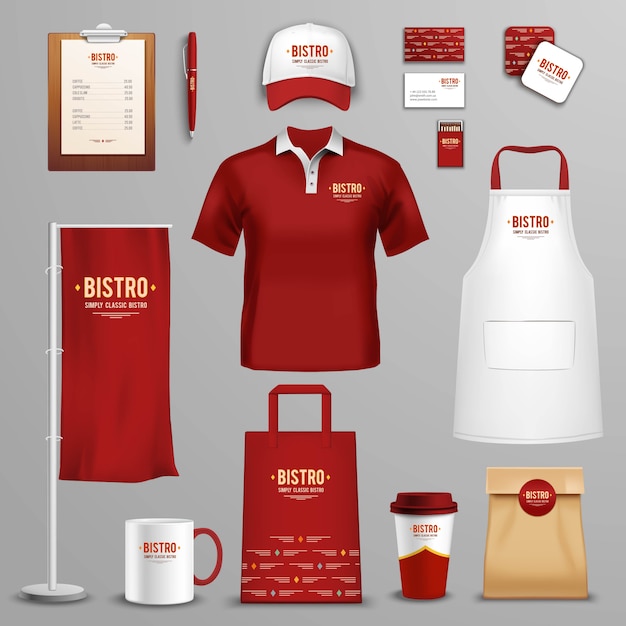 Conjunto de ícones de identidade corporativa do restaurante café