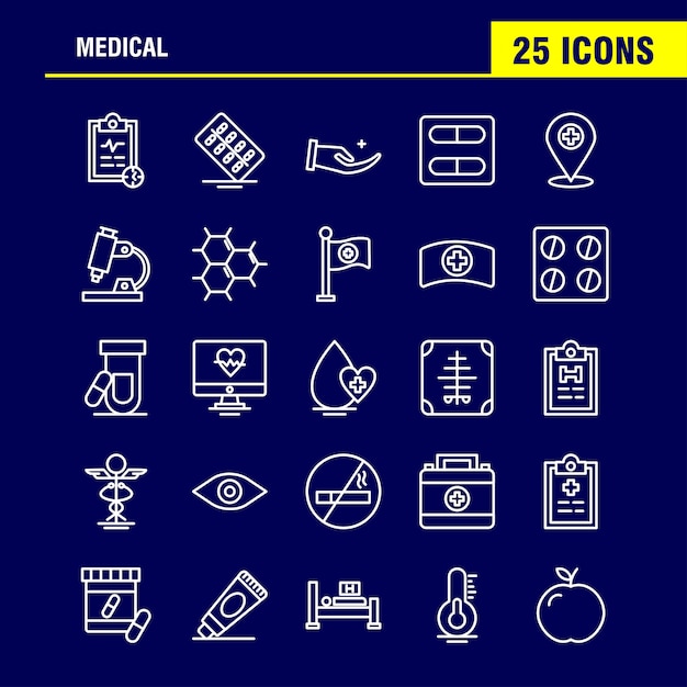 Vetor grátis conjunto de ícones de linha médica