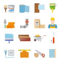 Conjunto de ícones de materiais de construção