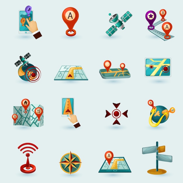 Vetor grátis conjunto de ícones de navegação