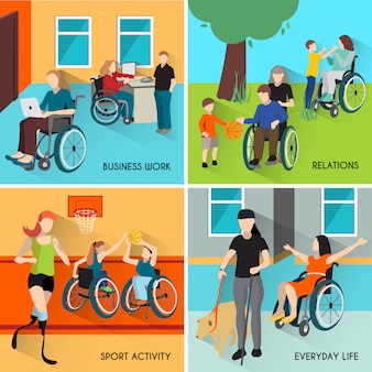 Conjunto de ícones de pessoas com deficiência