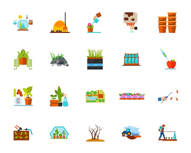 Conjunto de ícones de plantação