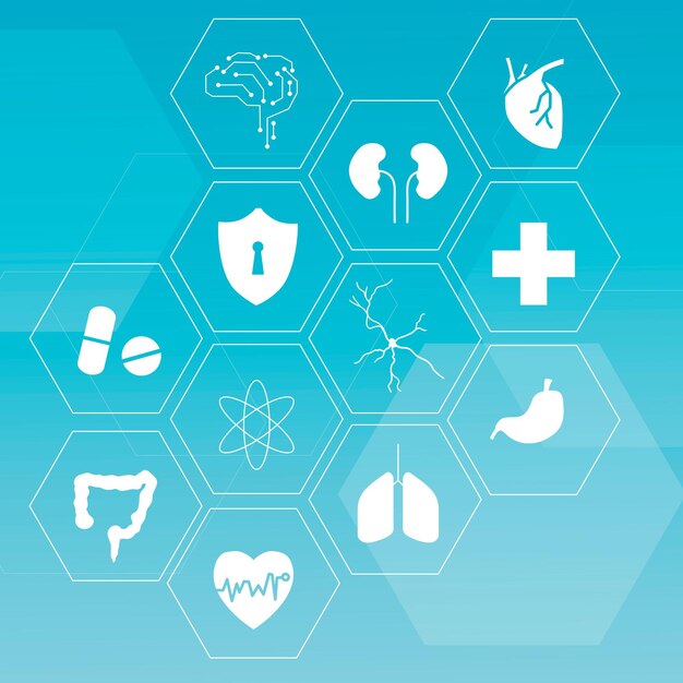Conjunto de ícones de tecnologia médica para saúde e bem-estar